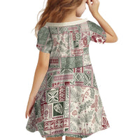 Aloha Hawaii Pastel Christmas Patchwork Kid Short Sleeve Dress Classic Style - Polynesian Pride