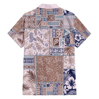 Aloha Hawaii Pastel Christmas Patchwork Family Matching Off The Shoulder Long Sleeve Dress and Hawaiian Shirt Rustic Style - Polynesian Pride