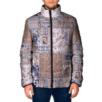 Aloha Hawaii Pastel Christmas Patchwork Padded Jacket Rustic Style LT7 Men Beige - Polynesian Pride