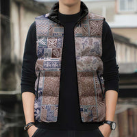 Aloha Hawaii Pastel Christmas Patchwork Sleeveless Puffer Jacket Rustic Style - Polynesian Pride