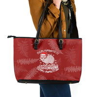 New Zealand Christmas Leather Tote Bag Silver Fern Mix Kiwi Bird Ver01 LT7 - Polynesian Pride
