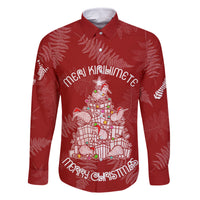 New Zealand Christmas Family Matching Summer Maxi Dress and Hawaiian Shirt Silver Fern Mix Kiwi Bird Ver02 LT7 Dad's Shirt - Long Sleeve Red - Polynesian Pride