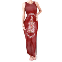 New Zealand Christmas Tank Maxi Dress Silver Fern Mix Kiwi Bird Ver02 LT7 Women Red - Polynesian Pride