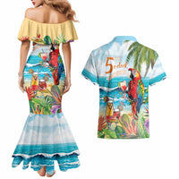 Aloha Hawaii Christmas Couples Matching Mermaid Dress and Hawaiian Shirt It's 5 o'clock Somewhere