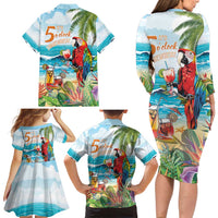 Aloha Hawaii Christmas Family Matching Long Sleeve Bodycon Dress and Hawaiian Shirt It's 5 o'clock Somewhere LT7 - Polynesian Pride