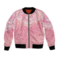 Breast Cancer Awareness Maori Aotearoa Bomber Jacket Manta Ray - Pink Glaze - Polynesian Pride