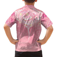 Breast Cancer Awareness Maori Aotearoa Family Matching Long Sleeve Bodycon Dress and Hawaiian Shirt Manta Ray - Pink Glaze LT7 - Polynesian Pride
