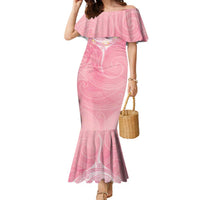 Breast Cancer Awareness Maori Aotearoa Family Matching Mermaid Dress and Hawaiian Shirt Manta Ray - Pink Glaze LT7 Pink - Polynesian Pride