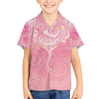 Breast Cancer Awareness Maori Aotearoa Family Matching Puletasi and Hawaiian Shirt Manta Ray - Pink Glaze - Polynesian Pride