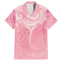 Breast Cancer Awareness Maori Aotearoa Family Matching Short Sleeve Bodycon Dress and Hawaiian Shirt Manta Ray - Pink Glaze LT7 Dad's Shirt - Short Sleeve Pink - Polynesian Pride