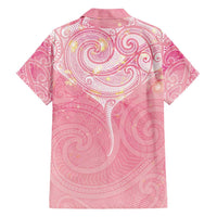 Breast Cancer Awareness Maori Aotearoa Family Matching Short Sleeve Bodycon Dress and Hawaiian Shirt Manta Ray - Pink Glaze - Polynesian Pride