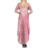 Breast Cancer Awareness Maori Aotearoa Family Matching Summer Maxi Dress and Hawaiian Shirt Manta Ray - Pink Glaze - Polynesian Pride