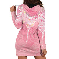 Breast Cancer Awareness Maori Aotearoa Hoodie Dress Manta Ray - Pink Glaze - Polynesian Pride