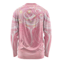Breast Cancer Awareness Maori Aotearoa Long Sleeve Shirt Manta Ray - Pink Glaze - Polynesian Pride