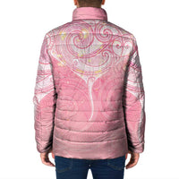 Breast Cancer Awareness Maori Aotearoa Padded Jacket Manta Ray - Pink Glaze - Polynesian Pride