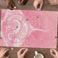 Breast Cancer Awareness Maori Aotearoa Puzzle Manta Ray - Pink Glaze - Polynesian Pride