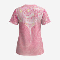 Breast Cancer Awareness Maori Aotearoa Scrub Top Manta Ray - Pink Glaze - Polynesian Pride