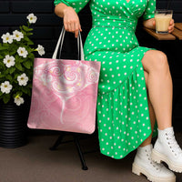 Breast Cancer Awareness Maori Aotearoa Tote Bag Manta Ray - Pink Glaze - Polynesian Pride