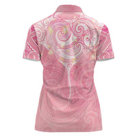 Breast Cancer Awareness Maori Aotearoa Women Polo Shirt Manta Ray - Pink Glaze - Polynesian Pride