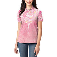 Breast Cancer Awareness Maori Aotearoa Women Polo Shirt Manta Ray - Pink Glaze - Polynesian Pride