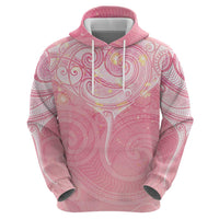 Breast Cancer Awareness Maori Aotearoa Zip Hoodie Manta Ray - Pink Glaze - Polynesian Pride