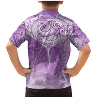 Epilepsy Awareness Maori Aotearoa Family Matching Mermaid Dress and Hawaiian Shirt Manta Ray - Purple Glaze - Polynesian Pride