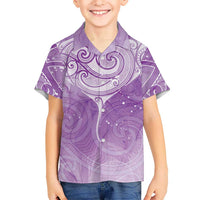 Epilepsy Awareness Maori Aotearoa Family Matching Off Shoulder Short Dress and Hawaiian Shirt Manta Ray - Purple Glaze LT7 - Polynesian Pride