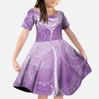Epilepsy Awareness Maori Aotearoa Family Matching Summer Maxi Dress and Hawaiian Shirt Manta Ray - Purple Glaze LT7 Daughter's Dress Purple - Polynesian Pride