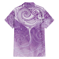 Epilepsy Awareness Maori Aotearoa Family Matching Summer Maxi Dress and Hawaiian Shirt Manta Ray - Purple Glaze - Polynesian Pride