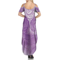 Epilepsy Awareness Maori Aotearoa Family Matching Summer Maxi Dress and Hawaiian Shirt Manta Ray - Purple Glaze - Polynesian Pride