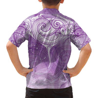 Epilepsy Awareness Maori Aotearoa Family Matching Tank Maxi Dress and Hawaiian Shirt Manta Ray - Purple Glaze - Polynesian Pride
