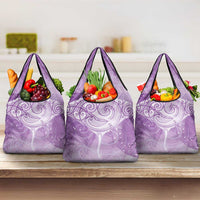 Epilepsy Awareness Maori Aotearoa Grocery Bag Manta Ray - Purple Glaze - Polynesian Pride