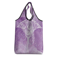 Epilepsy Awareness Maori Aotearoa Grocery Bag Manta Ray - Purple Glaze - Polynesian Pride