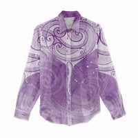 Epilepsy Awareness Maori Aotearoa Women Casual Shirt Manta Ray - Purple Glaze - Polynesian Pride