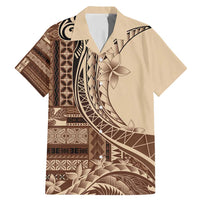 Samoa Siapo Mamanu Family Matching Mermaid Dress and Hawaiian Shirt Plumeria Mocha Motifs LT7 Dad's Shirt - Short Sleeve Mocha - Polynesian Pride