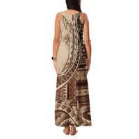 Samoa Siapo Mamanu Family Matching Tank Maxi Dress and Hawaiian Shirt Plumeria Mocha Motifs LT7 - Polynesian Pride