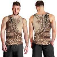 Samoa Siapo Mamanu Men Tank Top Plumeria Mocha Motifs