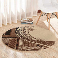 Samoa Siapo Mamanu Round Carpet Plumeria Mocha Motifs