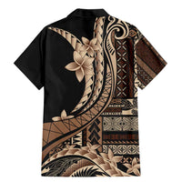 Samoa Siapo Mamanu Family Matching Mermaid Dress and Hawaiian Shirt Plumeria Black Motifs LT7 - Polynesian Pride