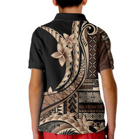 Samoa Siapo Mamanu Kid Polo Shirt Plumeria Black Motifs
