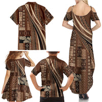 Pasifika Women's Day - Samoa Siapo Malu Tattoo Inspired Family Matching Summer Maxi Dress and Hawaiian Shirt Brown LT7 - Polynesian Pride