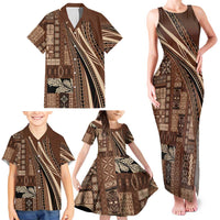 Pasifika Women's Day - Samoa Siapo Malu Tattoo Inspired Family Matching Tank Maxi Dress and Hawaiian Shirt Brown LT7 - Polynesian Pride