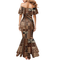 Pasifika Women's Day - Samoa Siapo Malu Tattoo Inspired Mermaid Dress Brown LT7 - Polynesian Pride