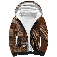 Pasifika Women's Day - Samoa Siapo Malu Tattoo Inspired Sherpa Hoodie Brown