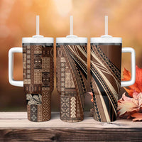 Pasifika Women's Day - Samoa Siapo Malu Tattoo Inspired Tumbler With Handle Brown