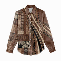 Pasifika Women's Day - Samoa Siapo Malu Tattoo Inspired Women Casual Shirt Brown
