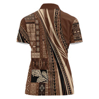 Pasifika Women's Day - Samoa Siapo Malu Tattoo Inspired Women Polo Shirt Brown