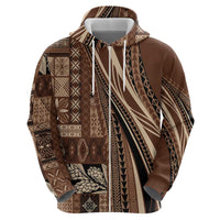 Pasifika Women's Day - Samoa Siapo Malu Tattoo Inspired Zip Hoodie Brown