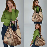 Pasifika Women's Day - Samoa Siapo Malu Tattoo Inspired Grocery Bag Beige