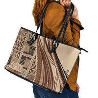 Pasifika Women's Day - Samoa Siapo Malu Tattoo Inspired Leather Tote Bag Beige